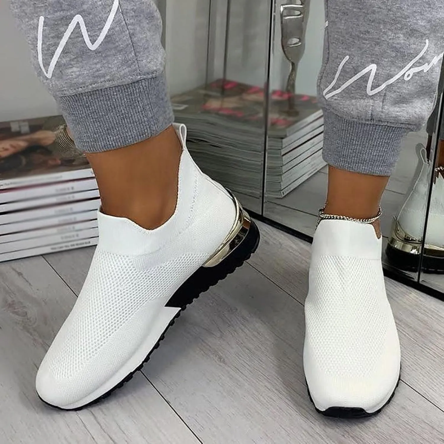 Cathalem Walking Shoes for Women Mesh Flat Shoes Casual Breathable Athletic Tennis Lightweight Summer Sneakers