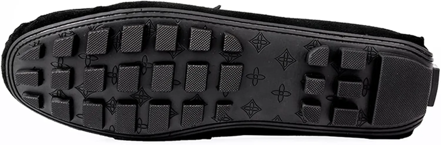 Driving Moccasins for Men Genuine Leather Tassel Stitching Details Round Toe Suede Vamp Flexible Lightweight Resistant Anti-Slip Flat Heel Driving for Any Attire