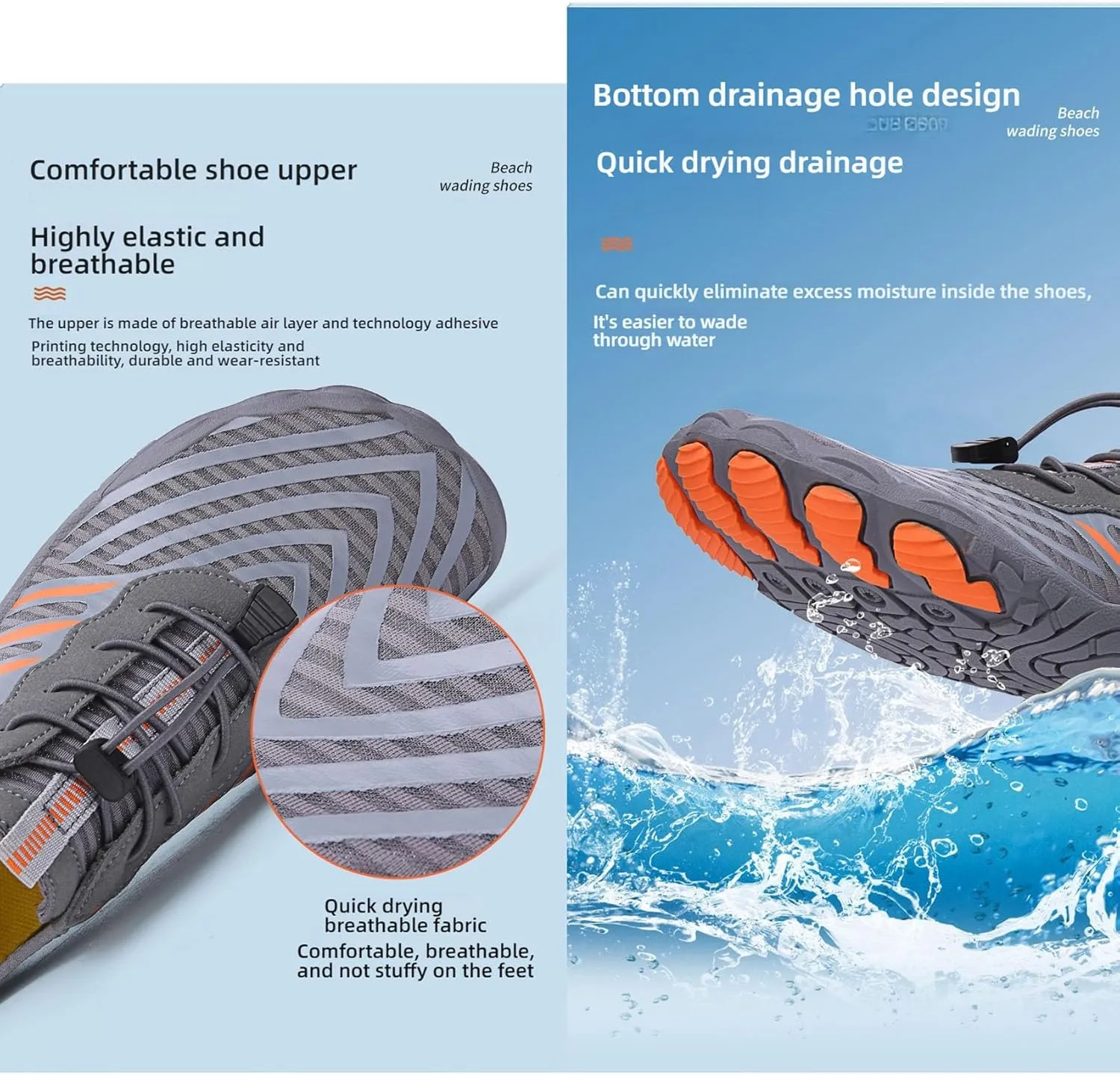 Grounded Barefoot Shoes for Women & Men - Non-Slip, Wide Toe, Lightweight & Quick-Dry, Ideal for Hiking, Beach & Walking