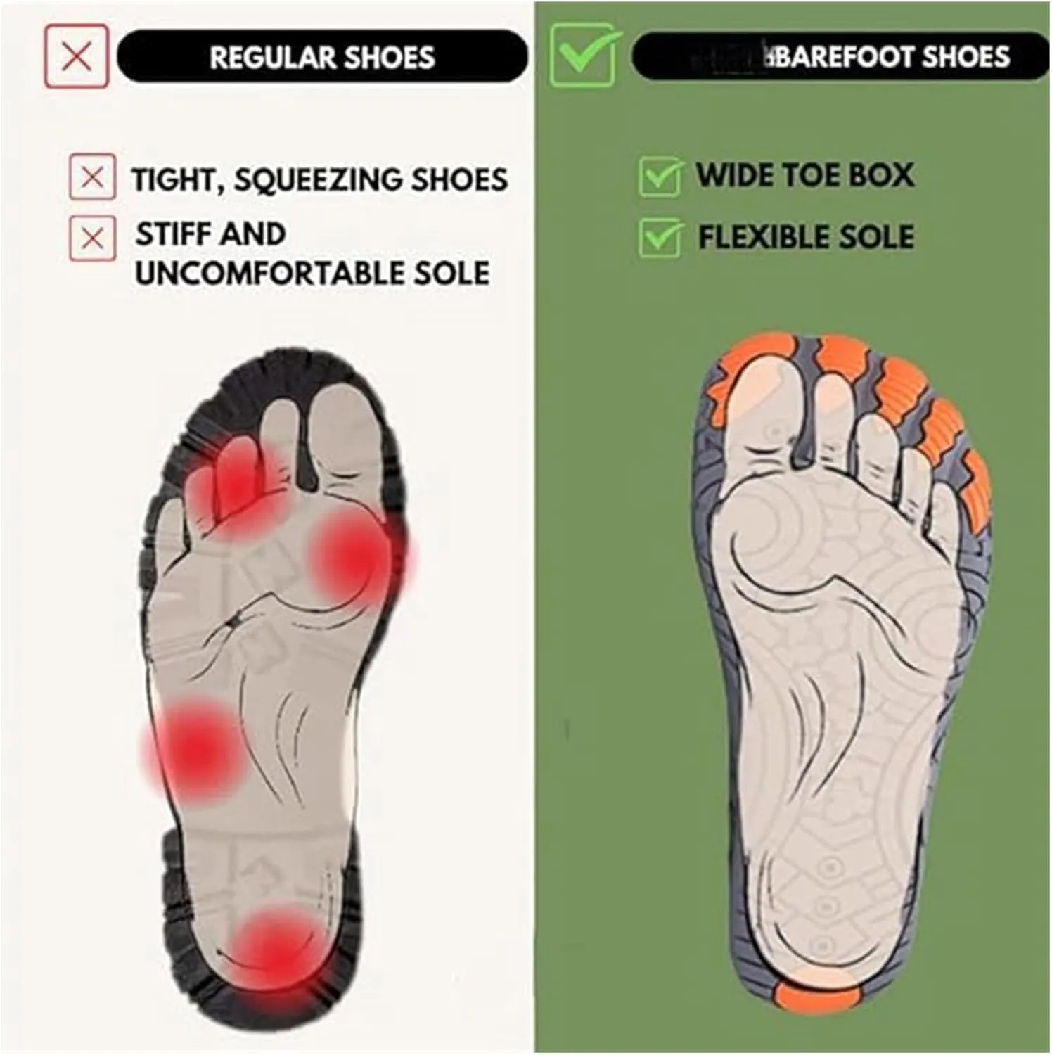Grounded Barefoot Shoes for Women & Men - Non-Slip, Wide Toe, Lightweight & Quick-Dry, Ideal for Hiking, Beach & Walking
