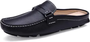 Men's Breathable Slip-On Loafers Leather Formal Wear Casual Open Back Business Casual Shoes