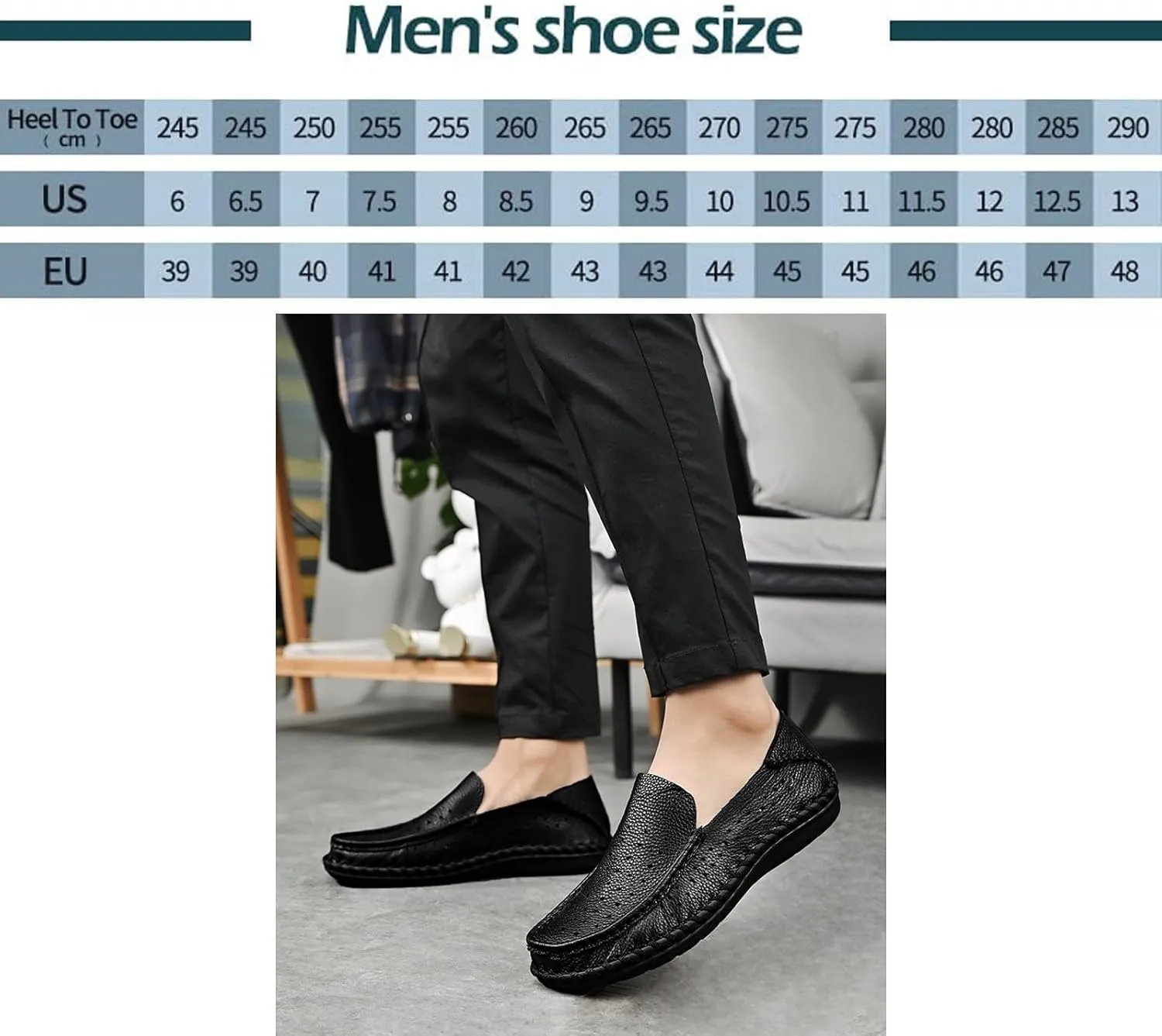 Men's Genuine Leather Hand-Stitched Loafers & Slip-Ons,Comfortable Slip-On Soft-Soled Casual Flats,Outdoor Non-Slip Casual Walking and Driving Business Formal Shoes