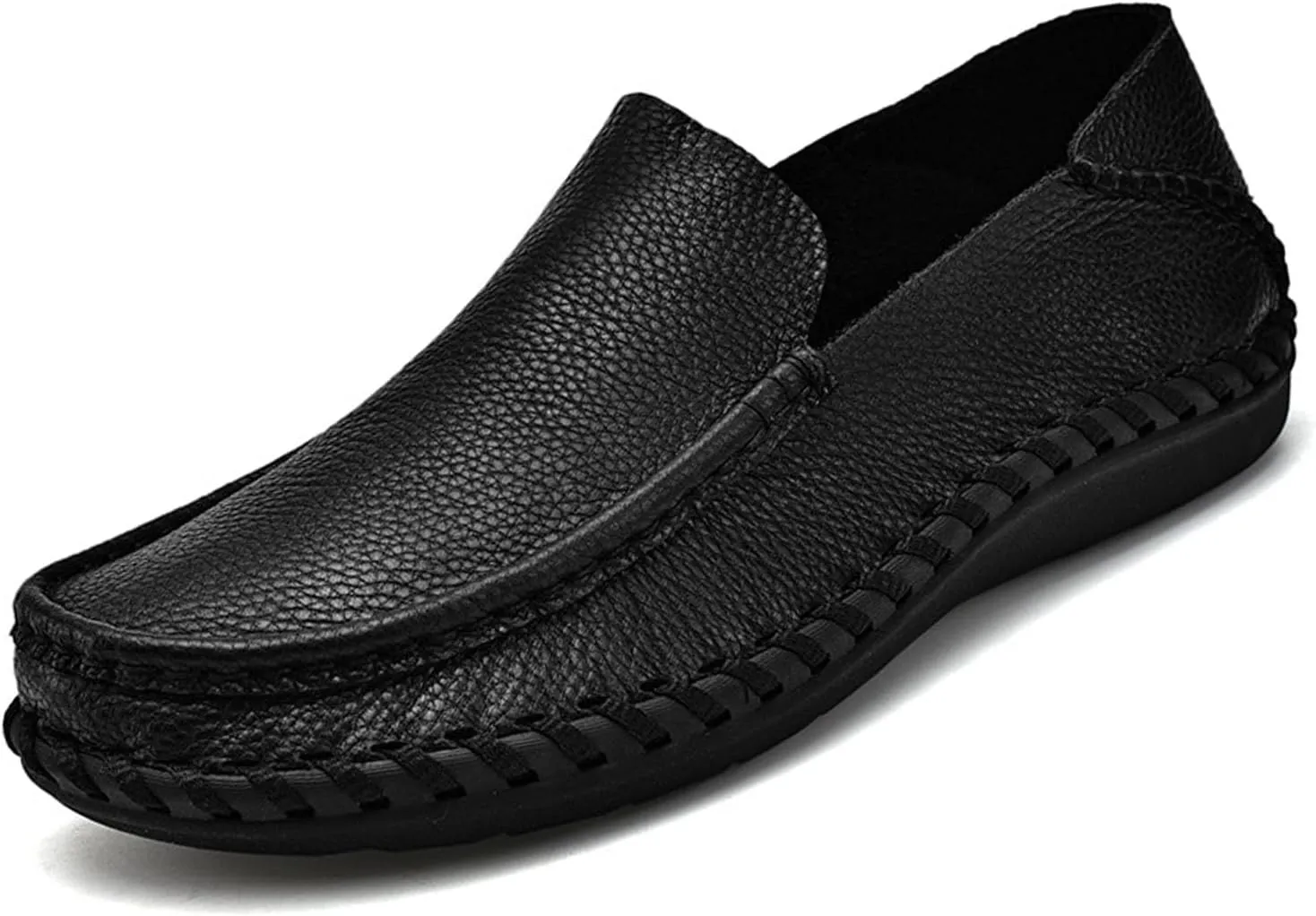Men's Genuine Leather Hand-Stitched Loafers & Slip-Ons,Comfortable Slip-On Soft-Soled Casual Flats,Outdoor Non-Slip Casual Walking and Driving Business Formal Shoes