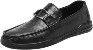 Men's Genuine Leather Penny Loafers Slip-On Dress Shoes with Cushioned Footbed & Arch Support for Business Office and Formal Events