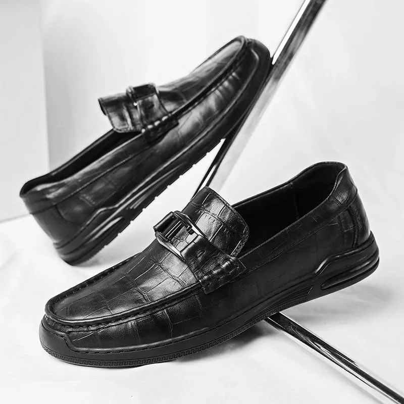 Men's Genuine Leather Penny Loafers Slip-On Dress Shoes with Cushioned Footbed & Arch Support for Business Office and Formal Events