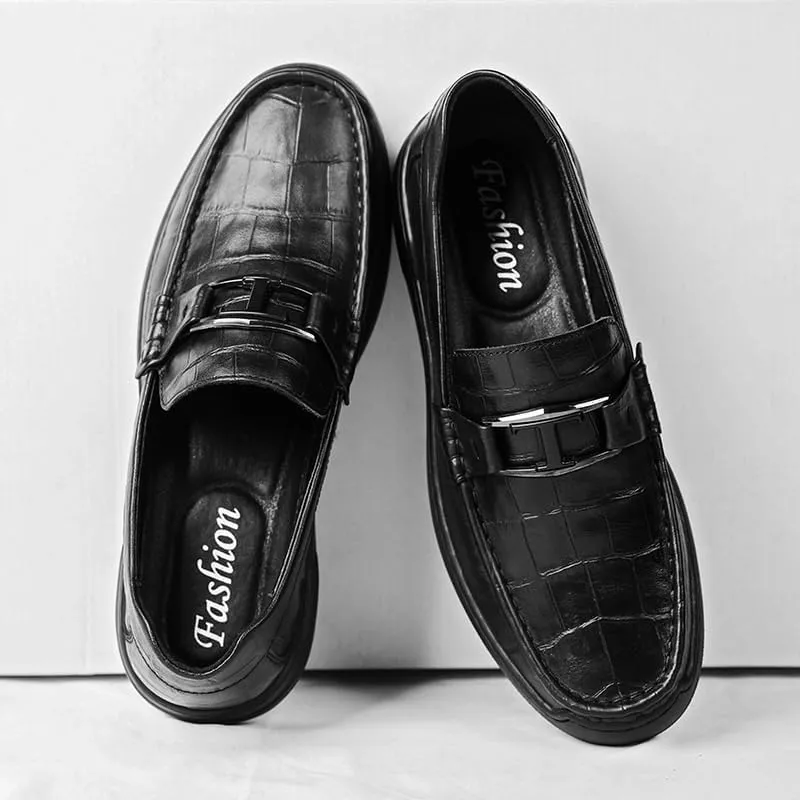 Men's Genuine Leather Penny Loafers Slip-On Dress Shoes with Cushioned Footbed & Arch Support for Business Office and Formal Events
