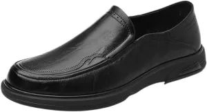Mens Handmade Leather Slip On Loafers Non-Slip Lug Sole Round Toe Penny Formal Shoes for Driving Daily Work Office
