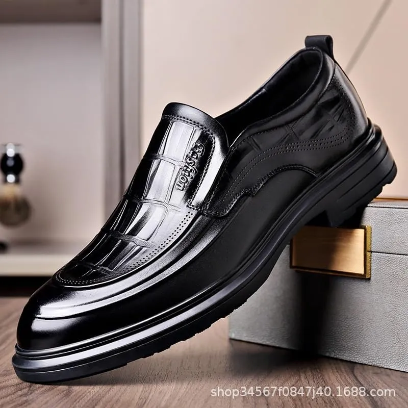 Men's Patent Leather Printing Slip On Platform Loafers Business Formal Wedding Party Shoes Gentlemen Shoes