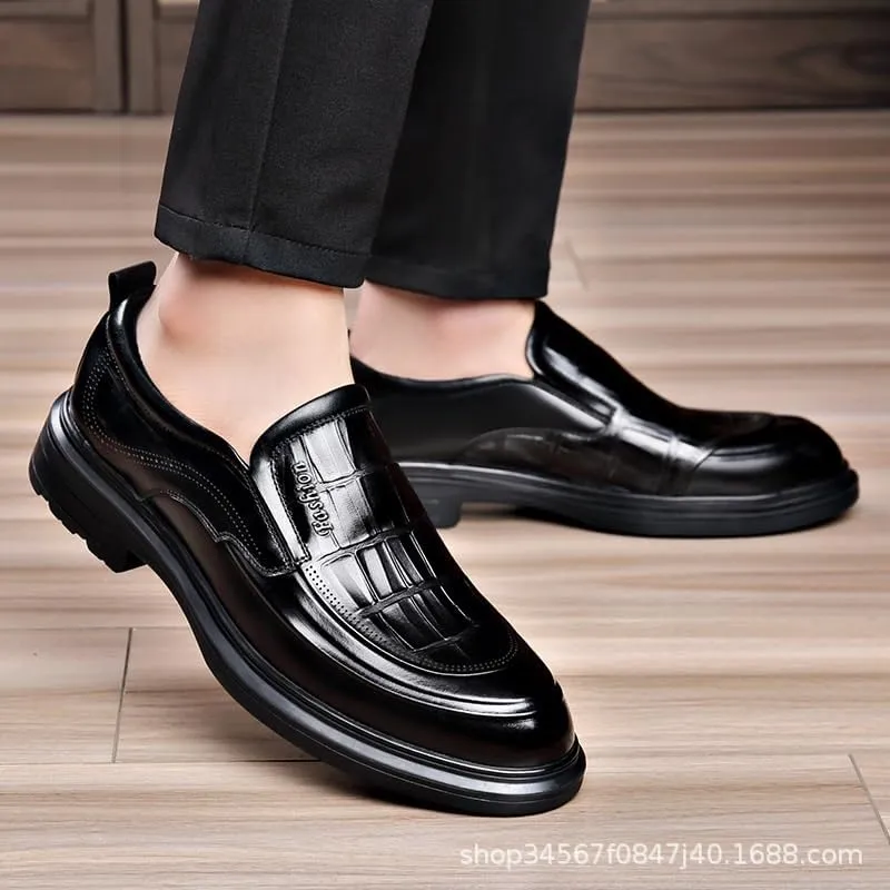 Men's Patent Leather Printing Slip On Platform Loafers Business Formal Wedding Party Shoes Gentlemen Shoes