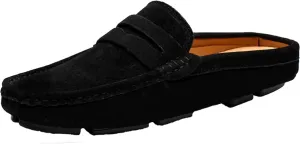 Men's Slippers Slip-On Loafers Leather Formal Wear Casual Open Back Business Casual Shoes Men's Driving Shoes