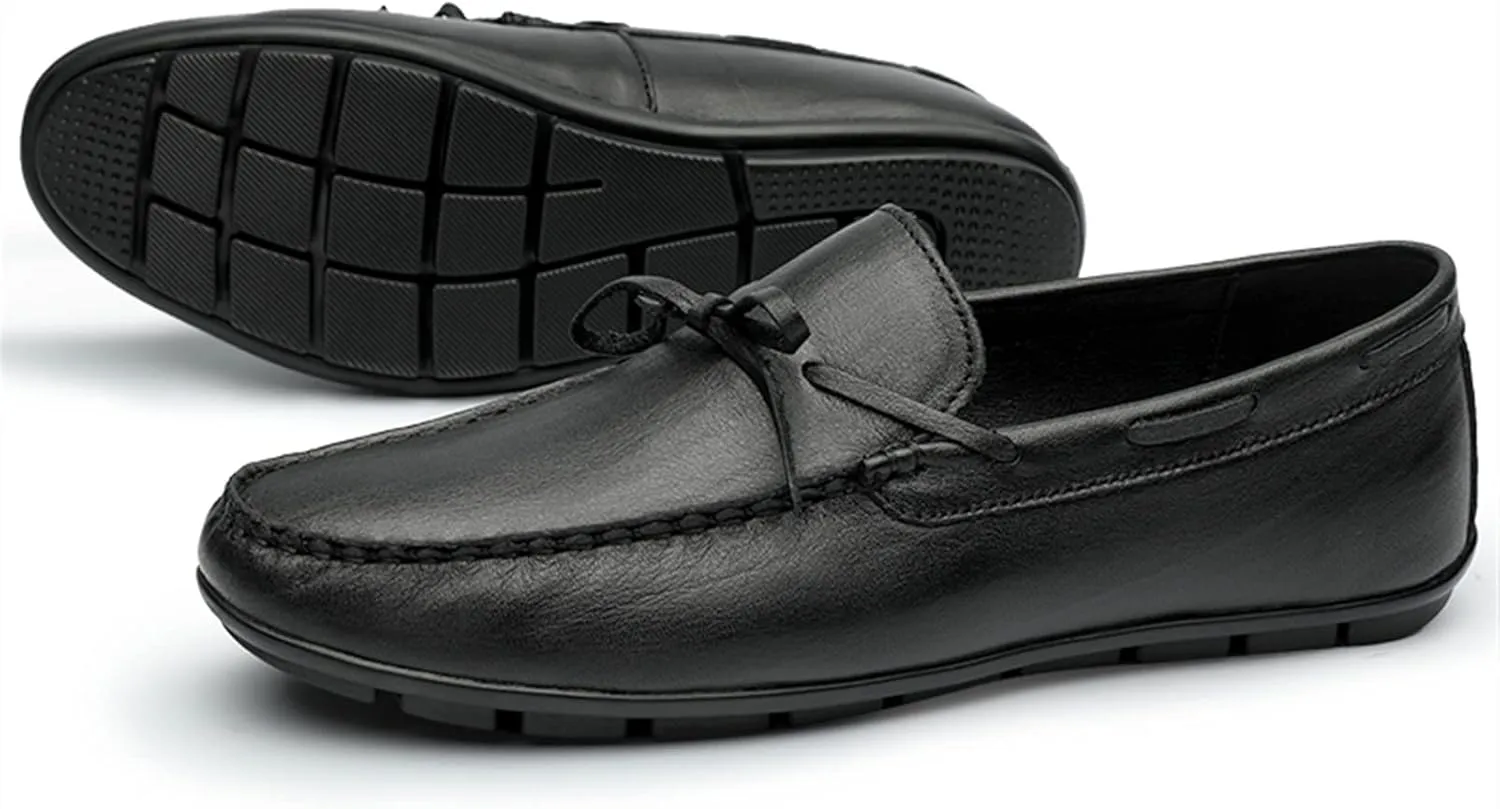 Shoes Smoking Loafer for Men Deck Shoes 1-Eye Genuine Leather Stitching Details Round Toe Flexible Resistant Lightweight Flat Heel Anti-Slip Driving for Any Attire
