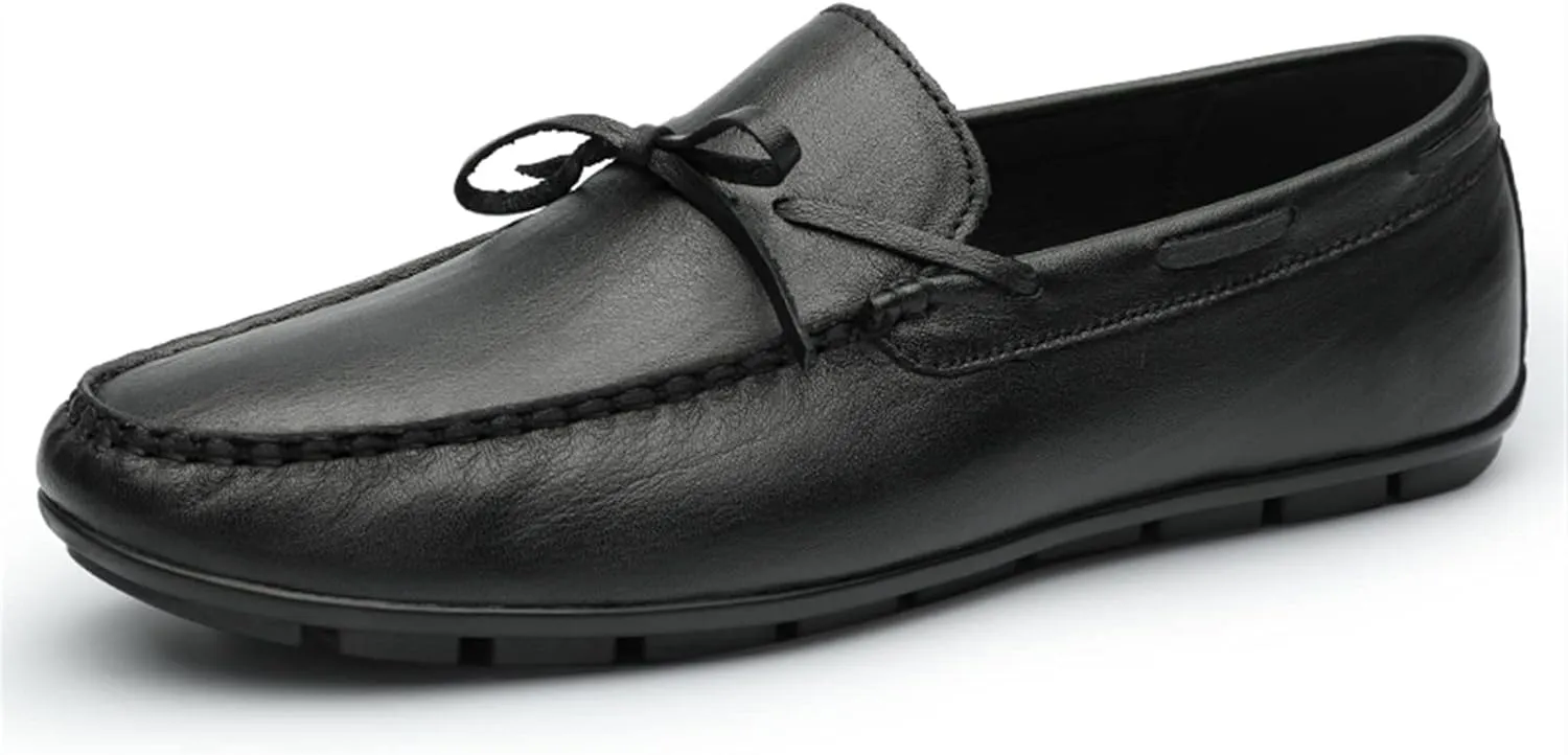 Shoes Smoking Loafer for Men Deck Shoes 1-Eye Genuine Leather Stitching Details Round Toe Flexible Resistant Lightweight Flat Heel Anti-Slip Driving for Any Attire