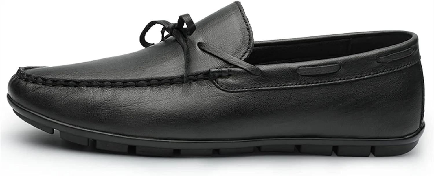 Shoes Smoking Loafer for Men Deck Shoes 1-Eye Genuine Leather Stitching Details Round Toe Flexible Resistant Lightweight Flat Heel Anti-Slip Driving for Any Attire