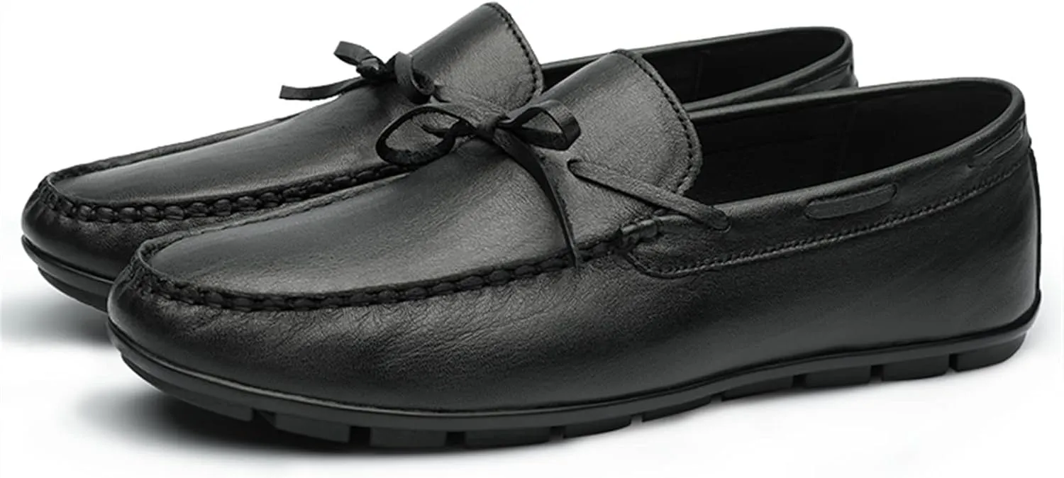 Shoes Smoking Loafer for Men Deck Shoes 1-Eye Genuine Leather Stitching Details Round Toe Flexible Resistant Lightweight Flat Heel Anti-Slip Driving for Any Attire
