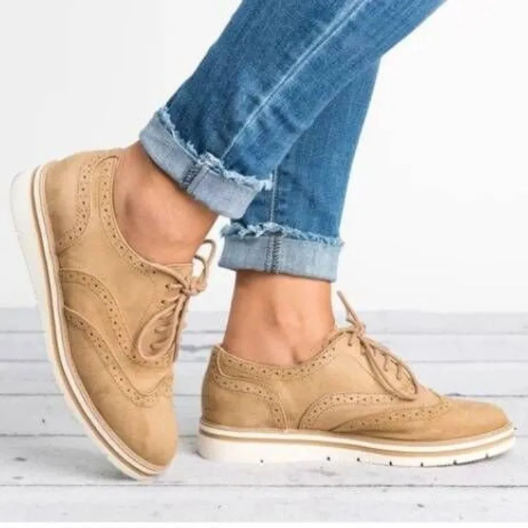 Women's casual oxfords shoes flat lace-up loafers