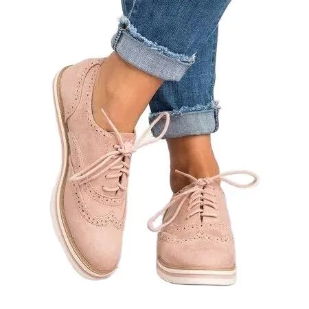 Women's casual oxfords shoes flat lace-up loafers