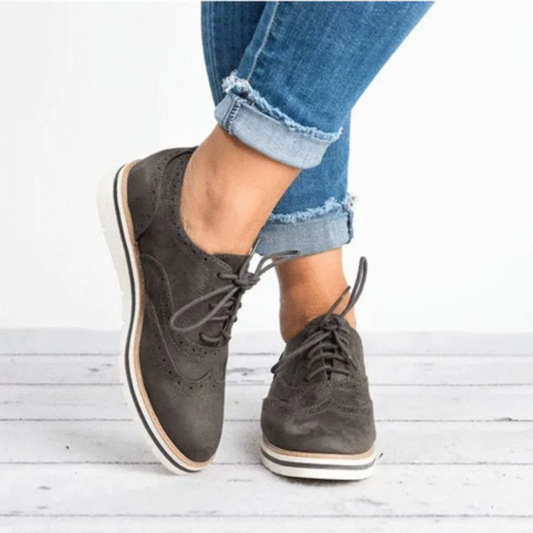 Women's casual oxfords shoes flat lace-up loafers