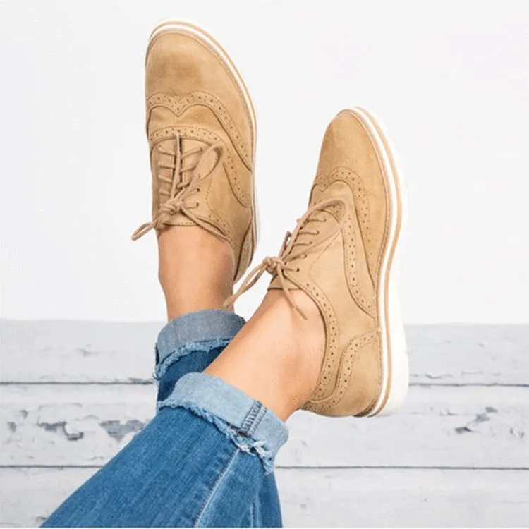 Women's casual oxfords shoes flat lace-up loafers